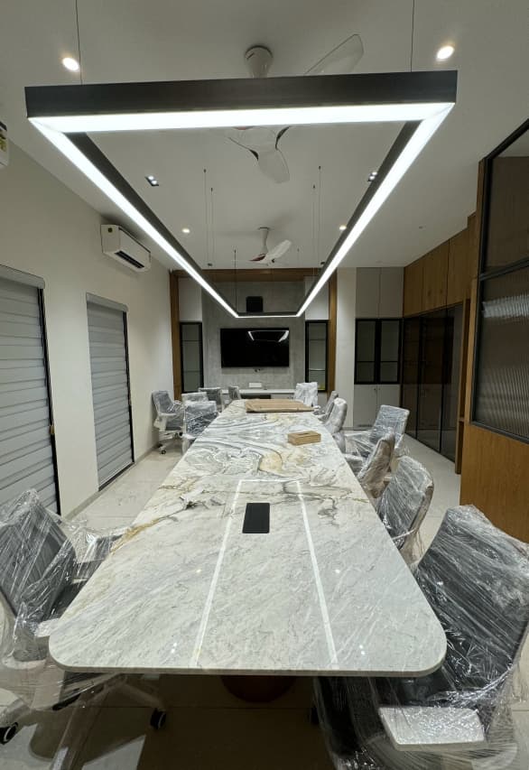 Corporate office interior with contemporary furniture.